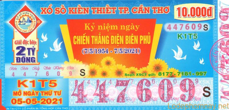 1 vé xổ số đài Cần Thơ và ngày 05/05/2021