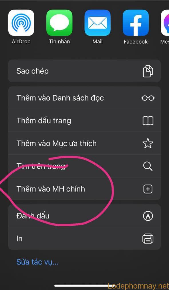 B2. Chọn "Thêm vào MH chính"